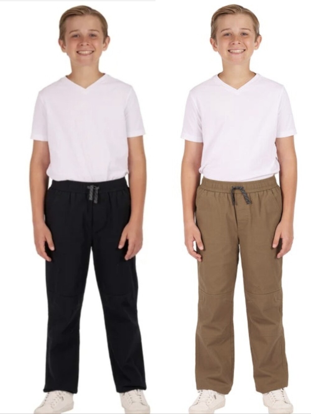 New (2) Gerry Youth Canvas Lined Pant Boys Black Tan Pull-On Size Medium (10/12)